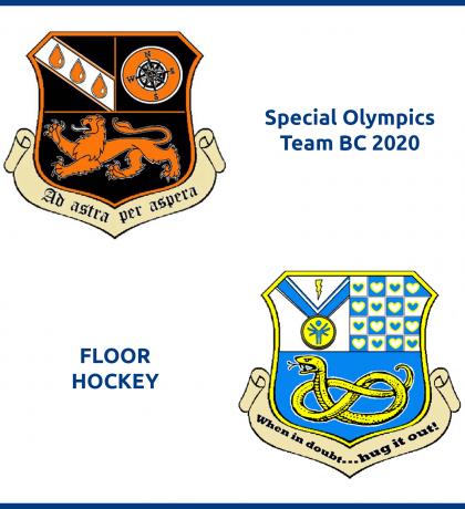 Coats of Arms designed by Special Olympics Team BC 2020's floor hockey teams