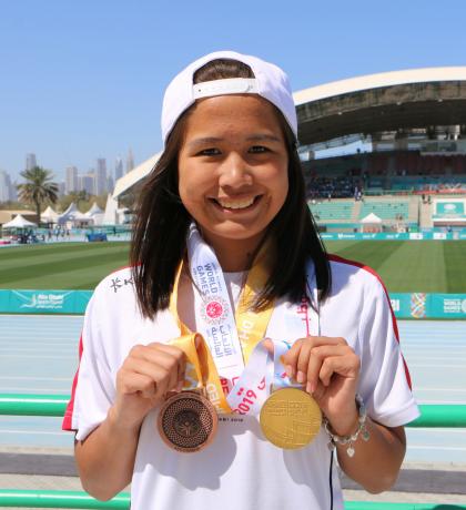 Arianna Phillips with the medals she earned at the 2019 Special Olympics World Summer Games