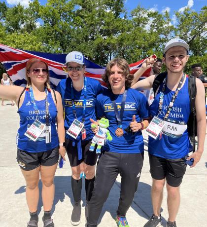 4 members of SOBC athletics team smiling