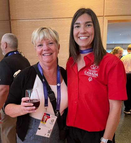 Lois McNary and Michelle Cruickshank smiling at 2023 World Games in Berlin