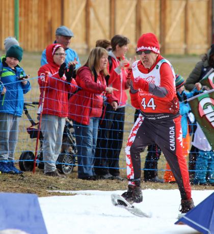 Ron Brandt competes in snowshoeing