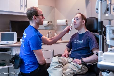 Eric Smith attends the Opening Eyes clinic.