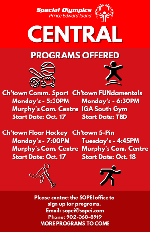 Special Olympics PEI, Program Schedule