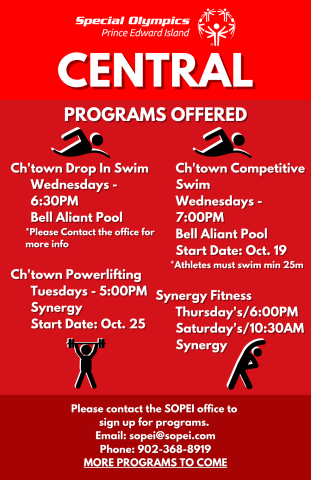 Special Olympics PEI, Program Schedule