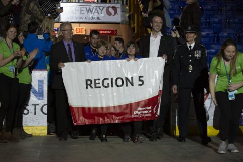 The Region 5 team at the 2019 SOBC Winter Games Opening Ceremony. Photo by Christiane Molendyk.