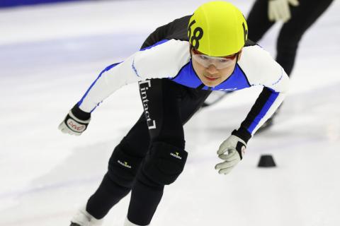 Ezekiel in action on the ice.