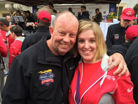 Alberta LETR member Paul Manuel poses for a photo with Special Olympics Alberta athlete Katie Saunders