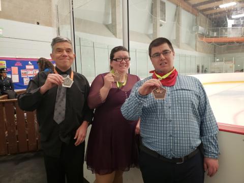 Special Olympics athlete Jamie Amos and teammates