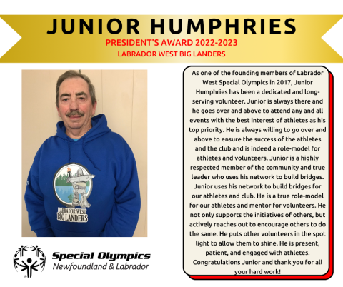 Presidents Award Junior Humphries