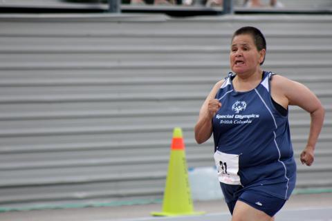 Special Olympics - Port Alberni athletics athlete running on a track in competition