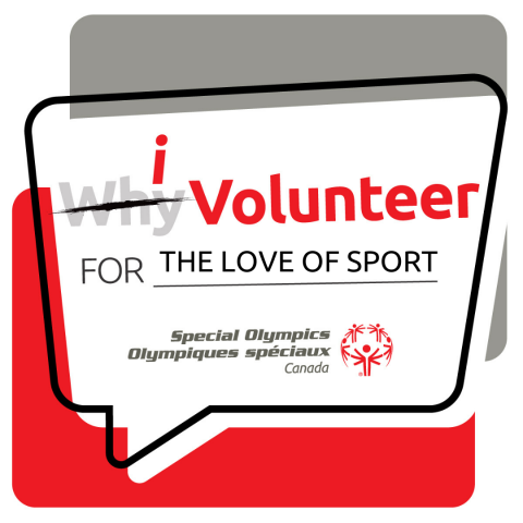 A graphic that says I volunteer for the love of sport