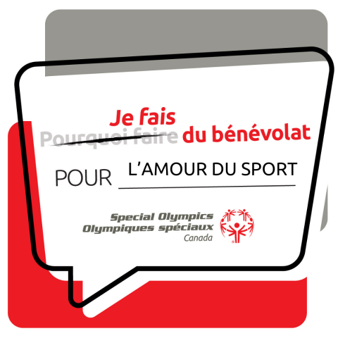 A graphic that says je fais du benevolat pour l'amour du sport