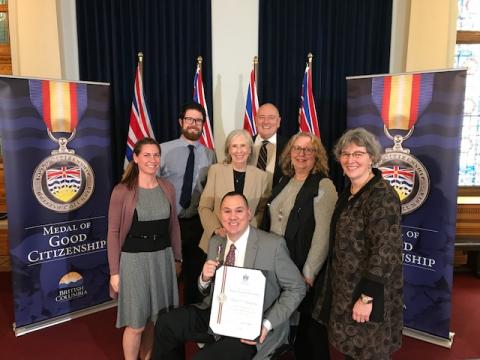 SOBC – Victoria athlete Michael Langridge receives his Medal of Good Citizenship.