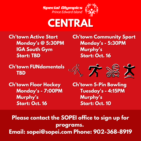Special Olympics PEI, Program Schedule