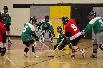 SOBC - Creston floor hockey game in action
