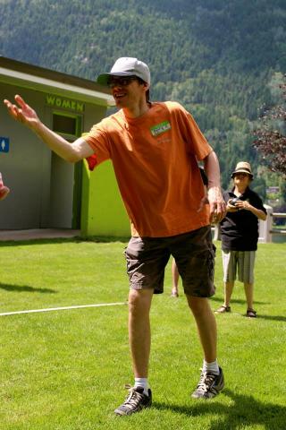 Peter Winstanley in action at bocce competition