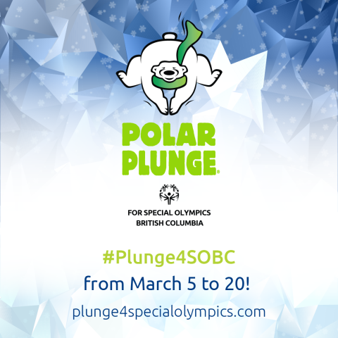 Polar Plunge for Special Olympics BC banner with logo, event dates, and website
