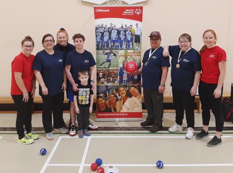 Special Olympics BC Youth Engagement Project volunteers and Chilliwack athletes with local elementary school students