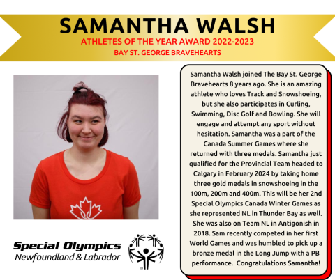 Athletes of the Year Award Samantha Walsh