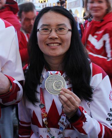 SOBC – Surrey athlete Susan Wang was all smiles after earning a bronze medal at the 2017 Special Olympics World Winter Games.