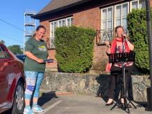 Sheenagh Morrison and Stephanie Greaves playing a spring 2020 concert.