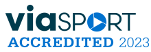 Wordmark logo saying "viaSport Accredited 2023"