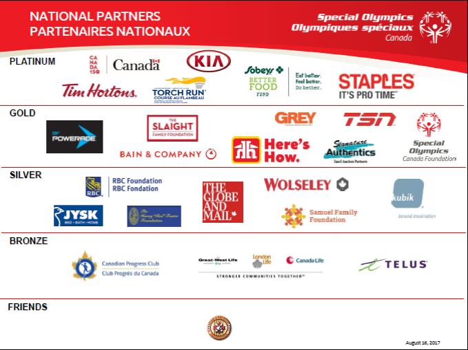 Game Sponsors Special Olympics Canada